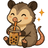 Opossum with Bubble Tea kawaii Opossum