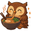 Eule mit Nudeln Ramen kawaii Eule