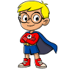 Kleiner Superheld mit Brille