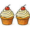 Double Cupcake Illustration with Cherry