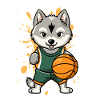 Husky ball artist, splashing