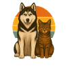 Husky and cat