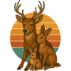 Deer family with rabbit