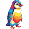 Buntes Pinguin-Regenbogen-Pop-Art-Aquarell