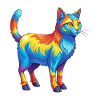 Bunte Katzen-Regenbogen-Pop-Art-Aquarell