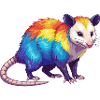 Buntes Opossum-Regenbogen-Pop-Art-Aquarell
