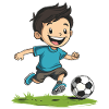 Fröhlicher Junge kickt Ball
