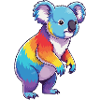 Buntes Koala-Regenbogen-Pop-Art-Aquarell