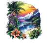 Tropical coast at sunset