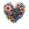 Cœur fleuri fait d’engrenages