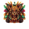 Aztec Totem Masks with Feathers