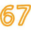 Number 67 in orange