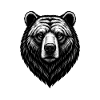 Bear Head Line Drawing Black & White