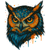 Farbige Eulenkopf Splashkunst