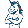 Selbstbewusstes Einhorn-Maskottchen Starkes Sportdesign