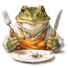 Froschkoch mit Gabel und Messer