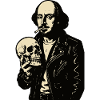 William Shakespeare with skull portrait