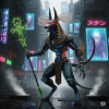 Anubis mécano en néon urbain