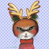 Chat renne de Noël illustré