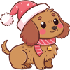 Chien kawaii Noël avec chapeau rouge