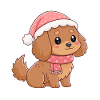 Festive puppy with a pink hat