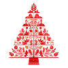 Abstrakter Weihnachtsbaum Rot – Boho Folk Art