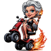 Granny on Flames mobility scooter