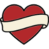 Tattoo Heart Banner Scroll Vector