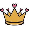 Cute Princess Crown Hearts Vector