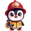 Funny Penguin Firefighter Kids Joy Laugh