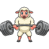 Starkes Schaf mit Hantel Krafttraining Cartoon