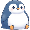 Cute chubby cartoon penguin sitting chubby
