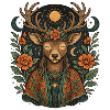 Deer with moon sun wreath