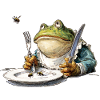 Frog gallant at the dining table