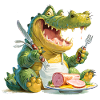 Alligator avec filet sur l’assiette