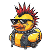 Punk duck in leather outfit