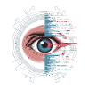 Futuristic eye with glitch effect