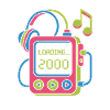 Retro MP3 Player 2000er Musikdesign bunt