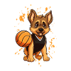 Basketball dog in game mode