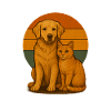 Golden Retriever and Cat