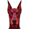 Portrait géométrique de chien rouge