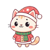 Kawaii Christmas Kitten in Red Hat