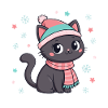 Winter Black Kitten
