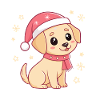 Kawaii-Weihnachtslabradorwelpe mit roter Mütze