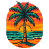 Sunset palm tree on the beach