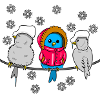 Winter Birds Cartoon in Snow