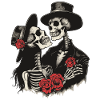 Gothic Skeleton Couple with Roses