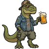 Dino beer drinker in denim