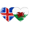 Iceland Wales flag heart used