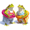 Happy frog buddies in summer